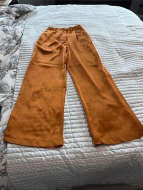 Worthington Wide-Leg Satin Pants in Rust Orange